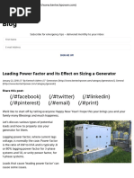 Leading Power Factor and its Effect on Sizing a Generator - Kentech