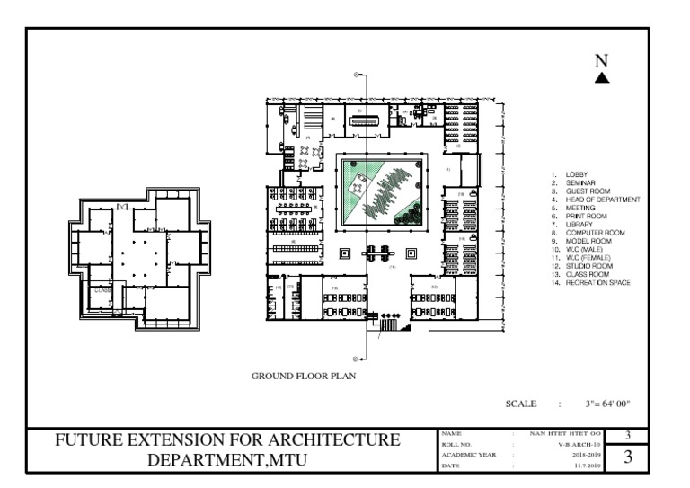 Future Extension For Architecture Department, Mtu: Ground Floor Plan | PDF