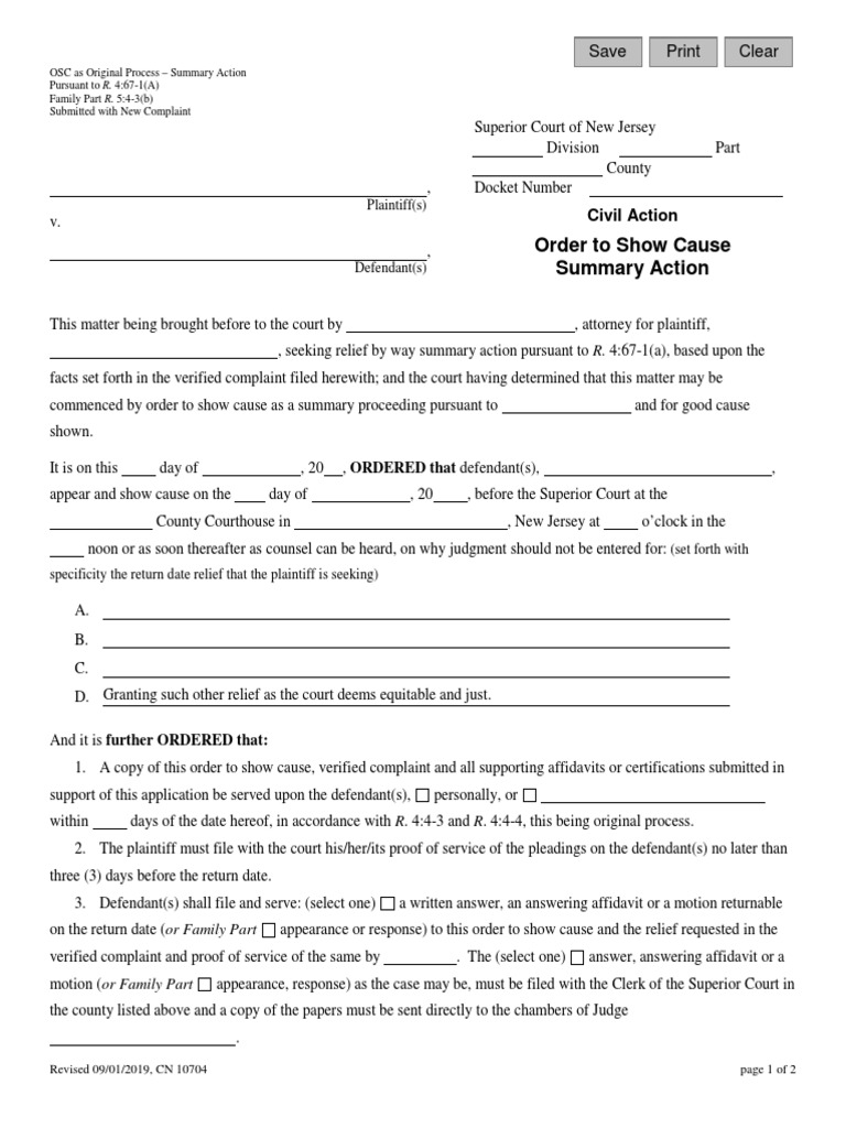 Order To Show Cause Summary Action | PDF | Complaint | Lawsuit
