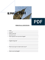 English Course: Personal Questions