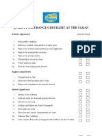 Quality Assurance Checklist at The Clean: Exterior Appearance