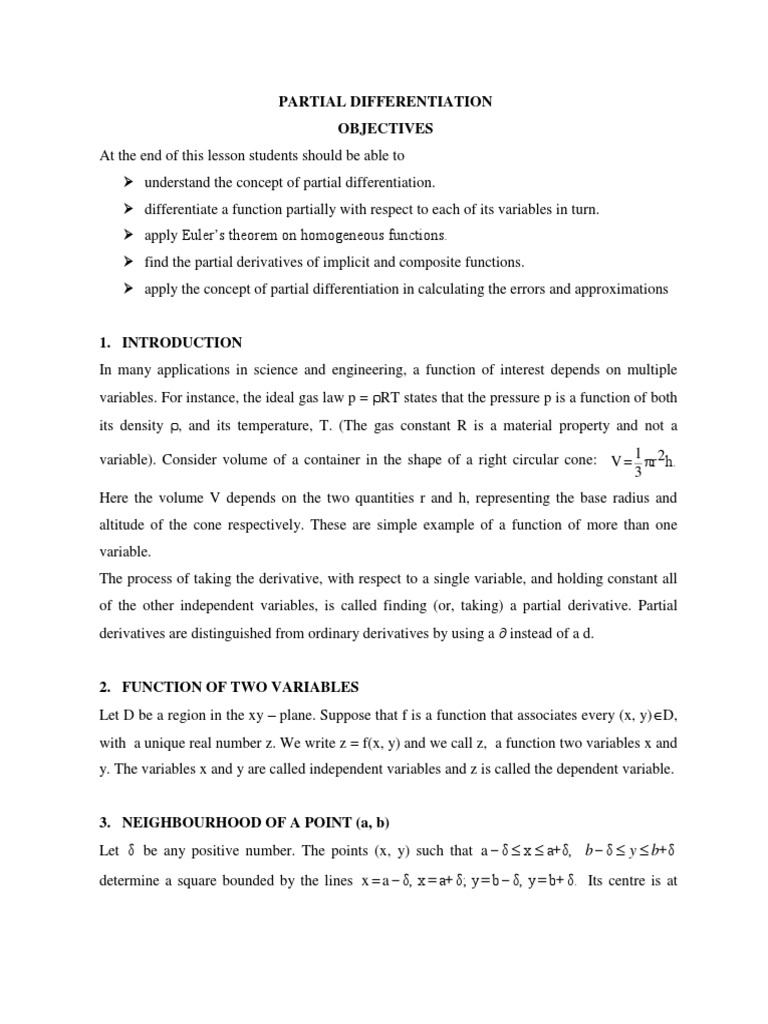 Partial Differentiation PDF | PDF | Derivative | Sine