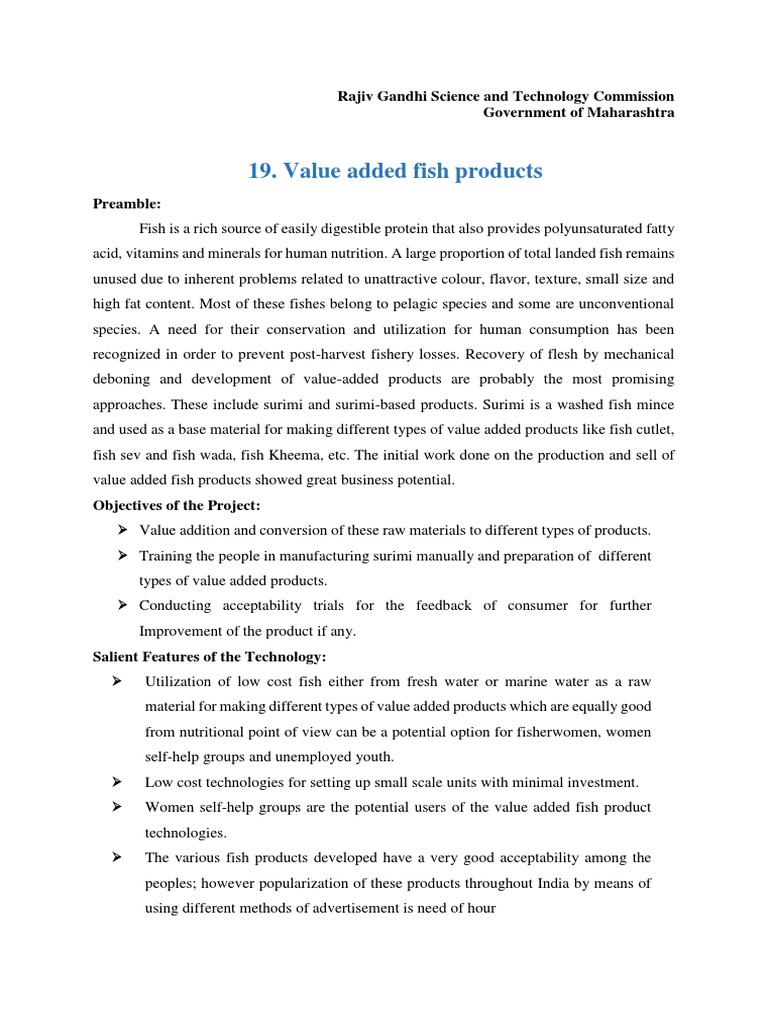Value Added Fish Products Pdf Food And Drink Nature