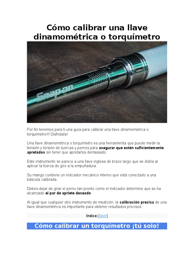 Cómo Una Llave Dinamométrica o Torquímetro PDF | | Naturaleza