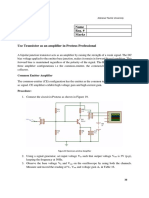 Name Reg. # Marks Experiment 9: Use Transistor As An Amplifier in Proteus Professional