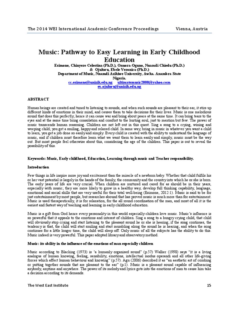 Music's Role in Early Childhood Learning | PDF | Learning Theory ...