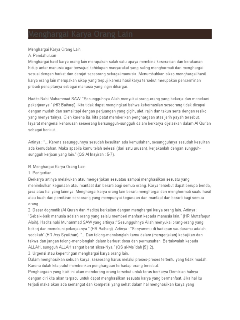 Menghargai Karya Orang Pdf