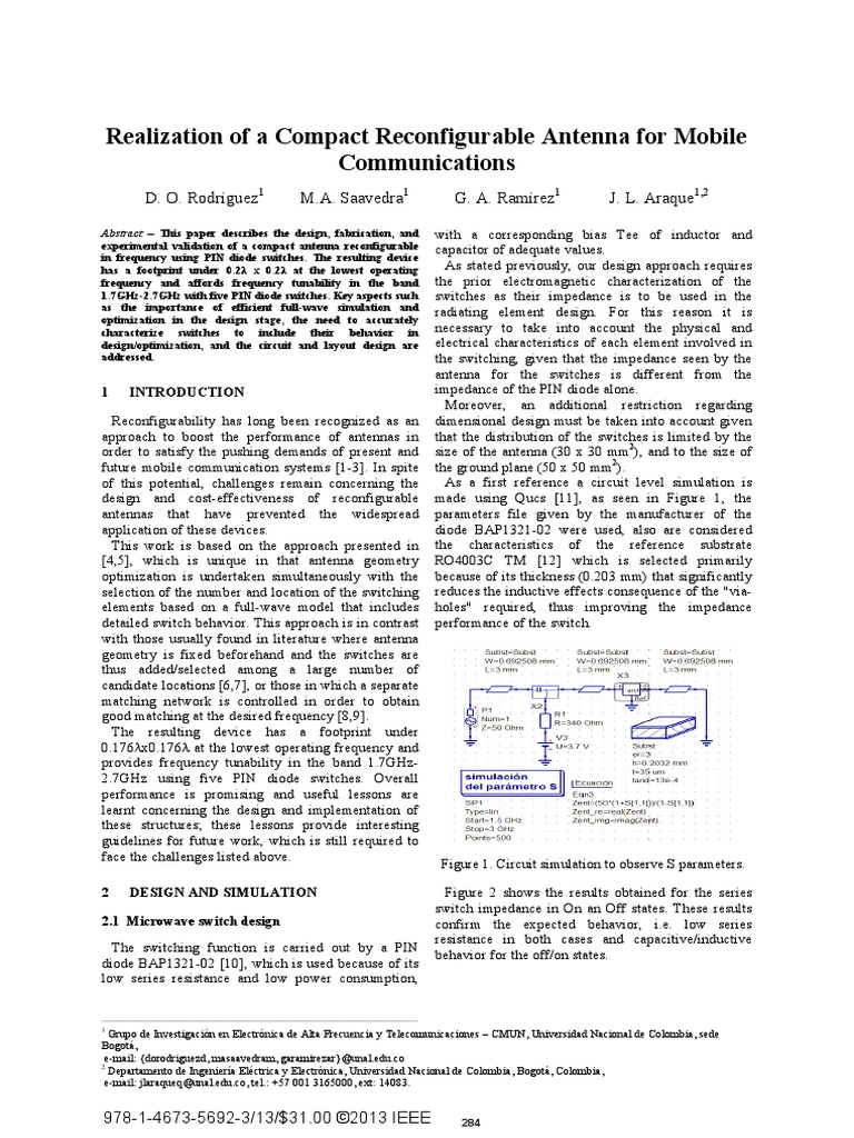 Realization of A Compact Reconfigurable Antenna For Mobile ...