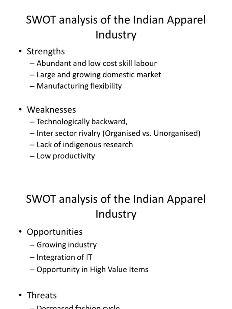 SWOT Analysis Of The Indian Apparel Industry