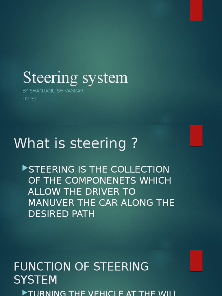Overview of Steering System Components | PDF | Steering | Vehicles