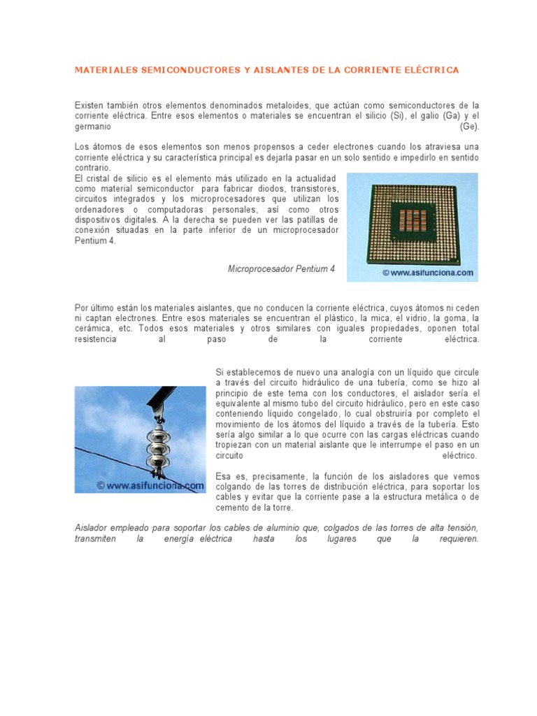 Materiales Semiconductores y Aislantes de La Corriente Eléctrica | PDF ...
