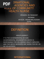 International Health Agencies and Role of Commumity Health Nurse