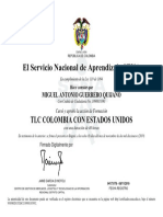 Certificado Aprobación - TLC Colombia Con Estados Unidos - Miguel Guerrero Quijano