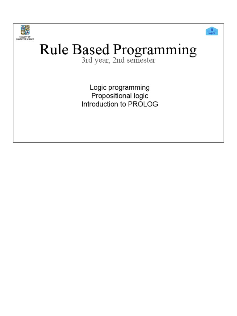Rule Based Programming: 3rd Year, 2nd Semester | PDF | First Order ...