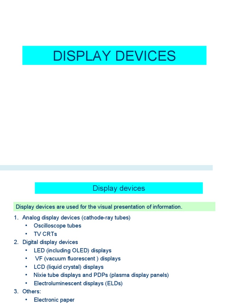 Overview of Display Devices and Technologies | PDF | Liquid Crystal ...
