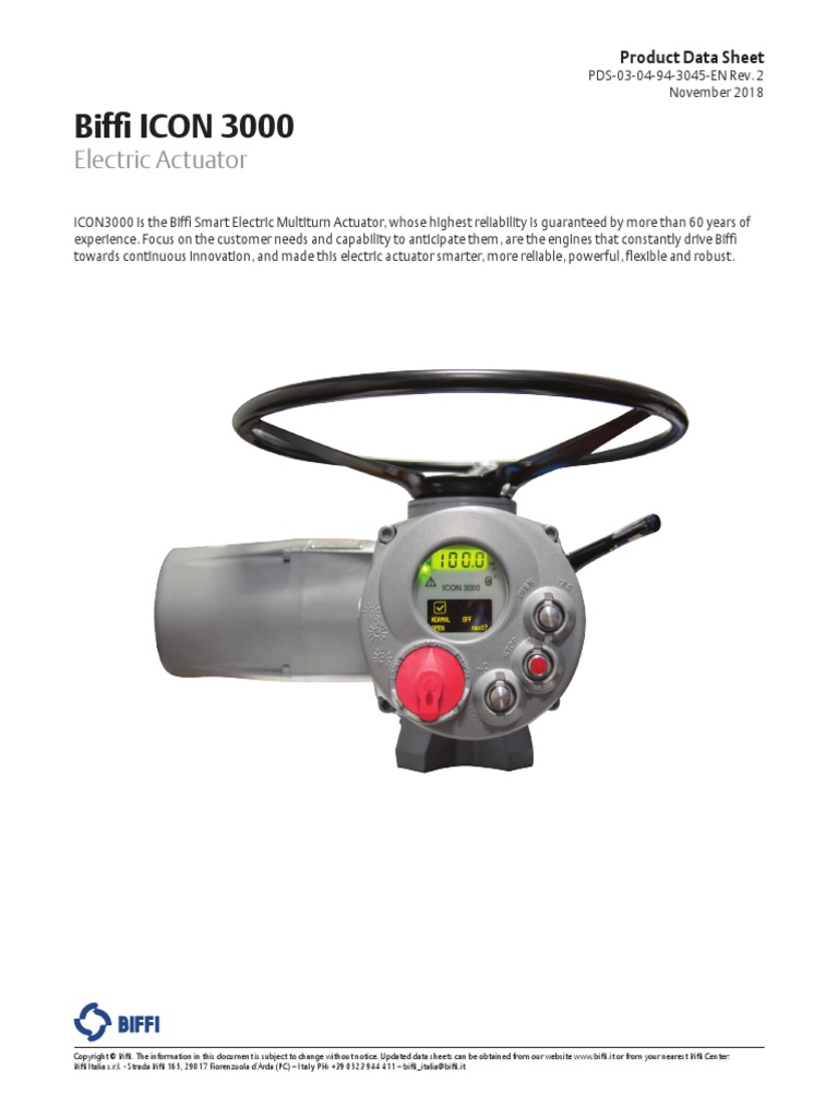 Biffi ICON 3000 Electric Actuator PDF Alternating Current Power