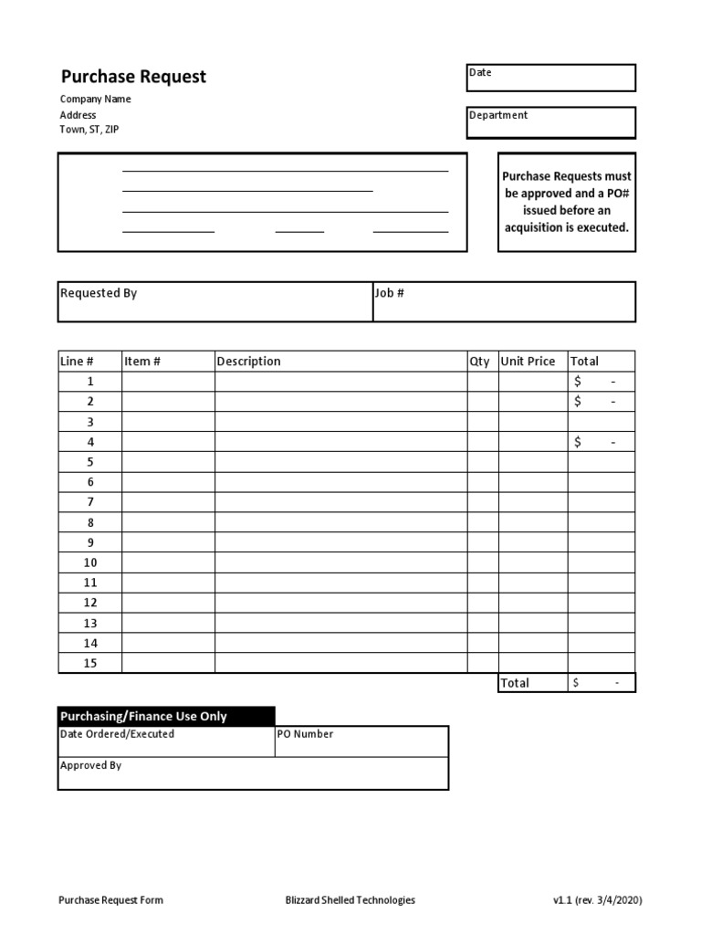 Purchase Request Form Template | PDF