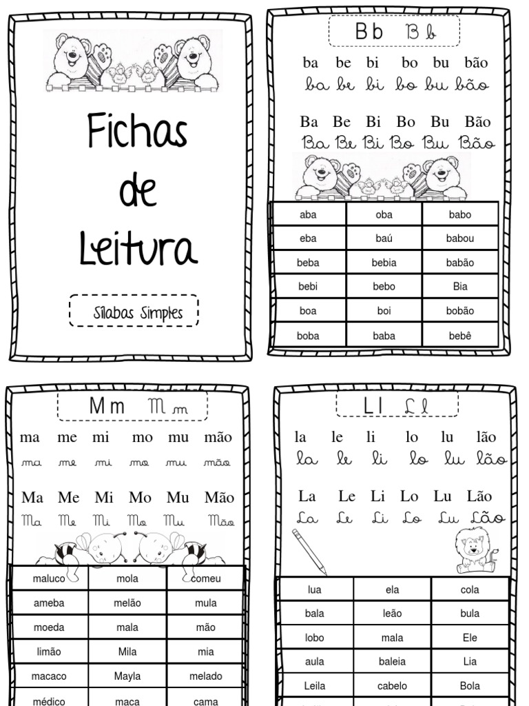 Fichas de Leitura: Sílabas Simples | PDF | Alimentos | Agricultura