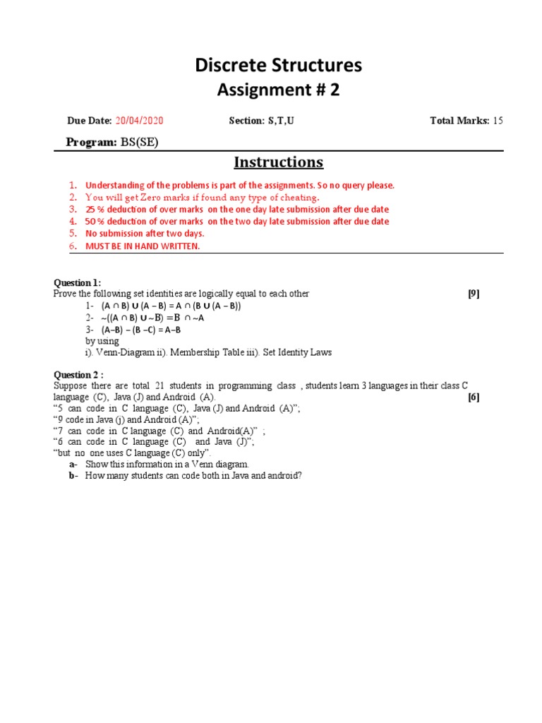 Discrete Assignment No 2 | PDF
