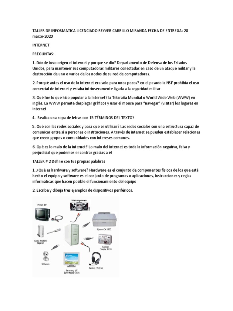 Taller Informatica | PDF | Sistema operativo | Internet