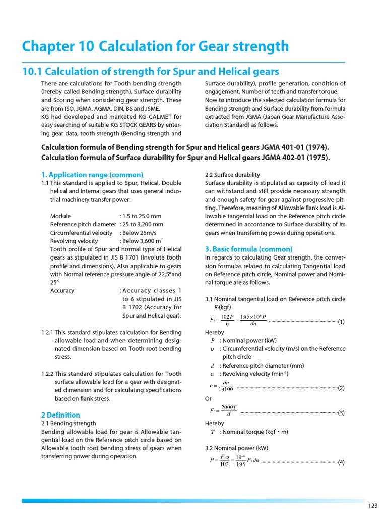 10.1 Calculation of Strength For Spur and Helical Gears