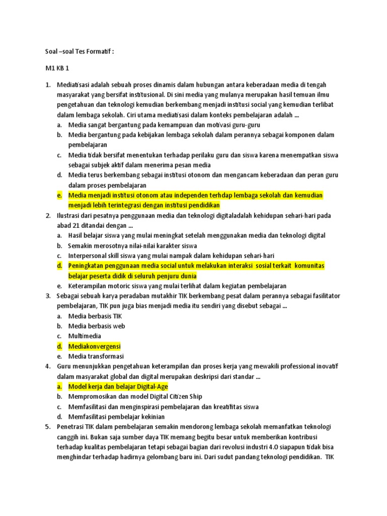 Soal Soal Tes Formatif Ppg Tahap 2