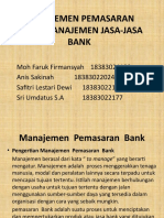 Manajemen Pemasaran Bank, Manajemen Jasa-Jasa Bank