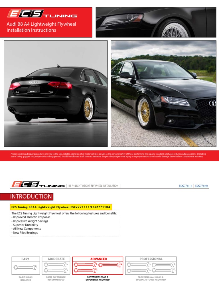 Audi B8 A4 Lightweight Flywheel Installation Instructions PDF