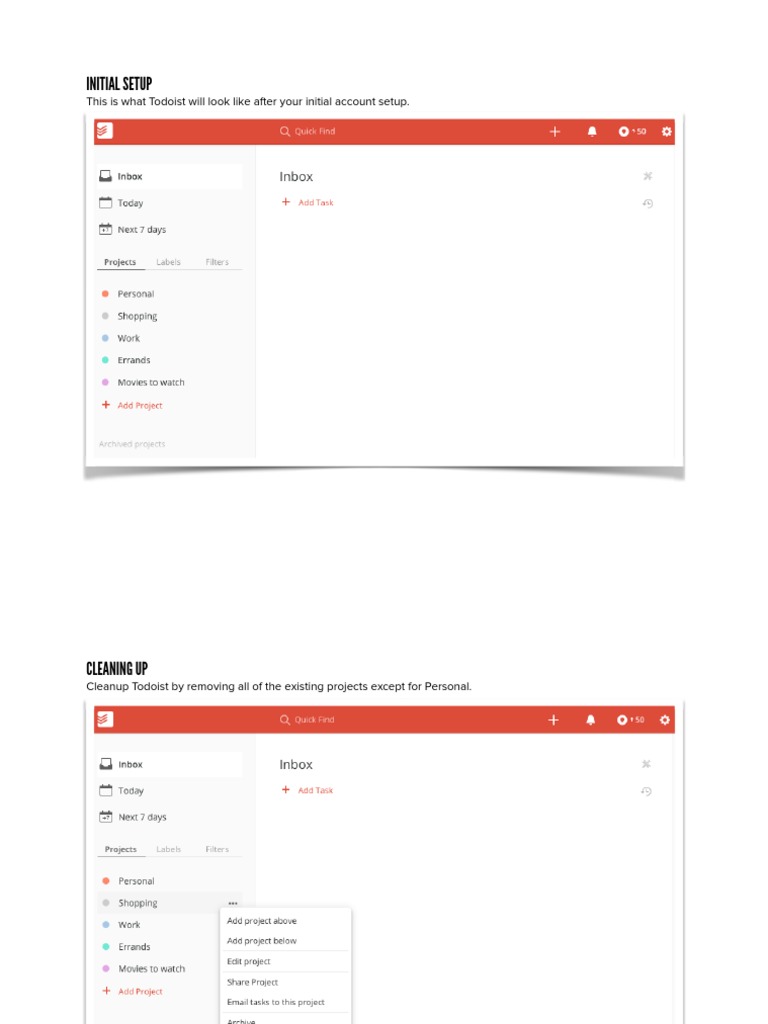 Todoist GTD Setup Guide | PDF
