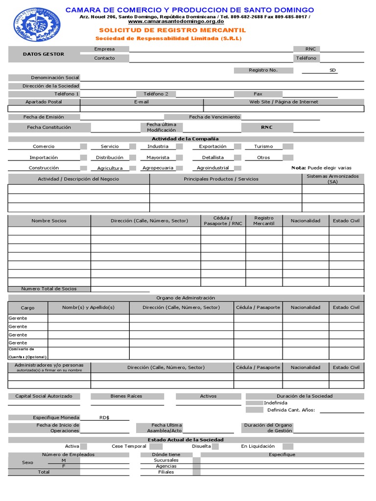 Solicitud registro mercantil pdf rep blica dominicana business