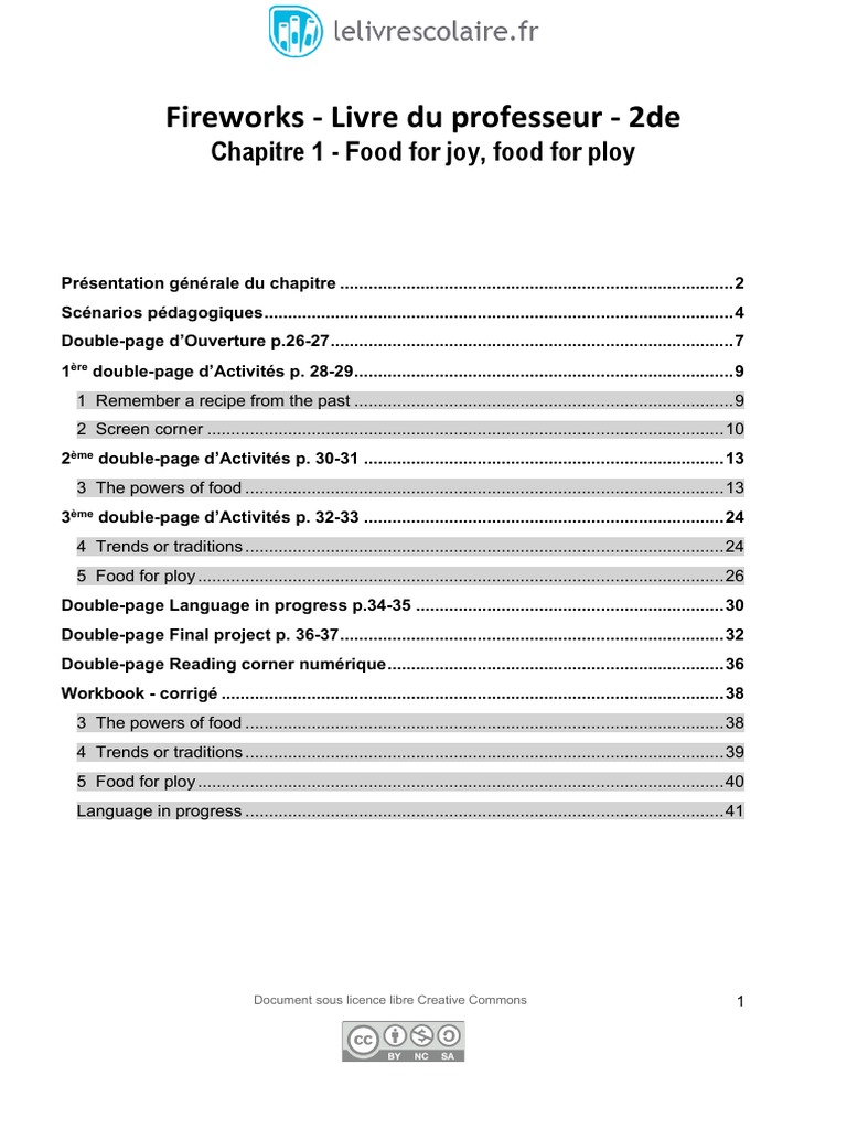 Shine Bright 2nde Livre Du Prof Pdf Fireworks 2nde - Livre Du Professeur - Chapitre 1 - Food For Joy, Food For  Ploy | PDF | Cuisine | Obésité