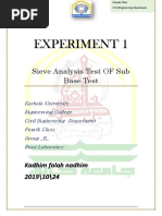 Experiment 1: Sieve Analysis Test OF Sub Base Test