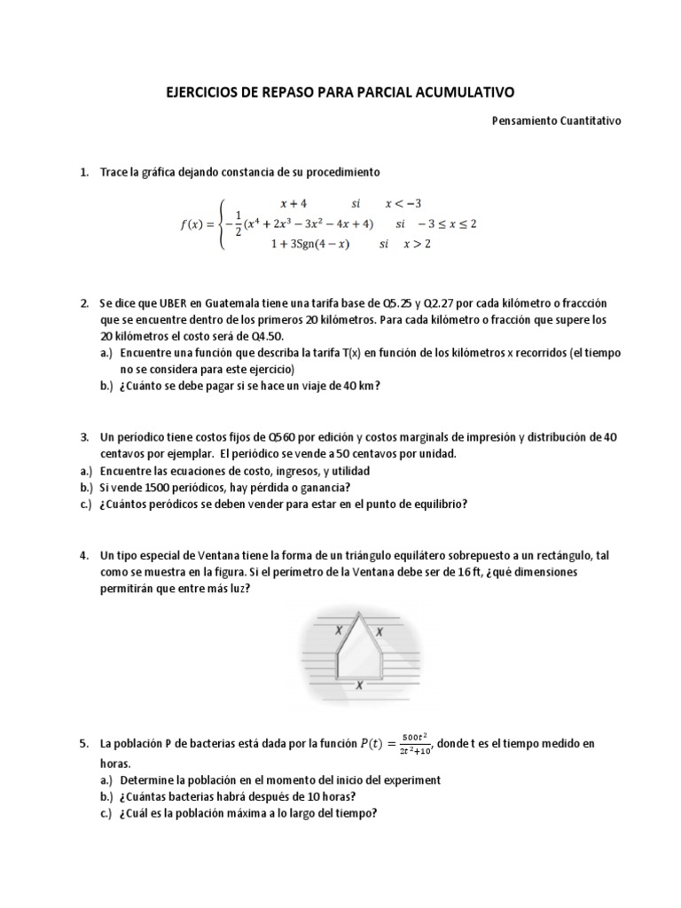 Ejercicios de Repaso para Parcial Acumulativo-1 PDF | PDF