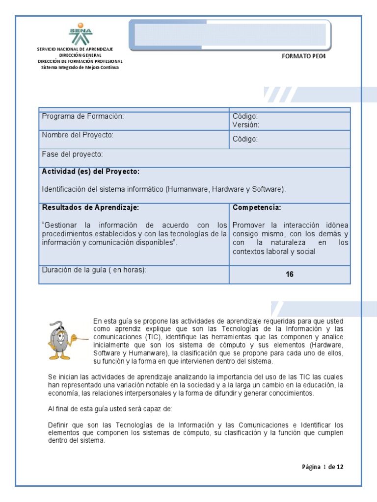 GUIA APRENDIZAJE No 1 | PDF | Hardware de la computadora | Computadoras ...