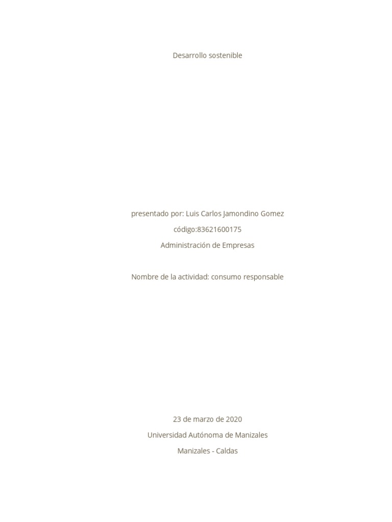 Consumo Responsable Pdf Consumo Economía Economias