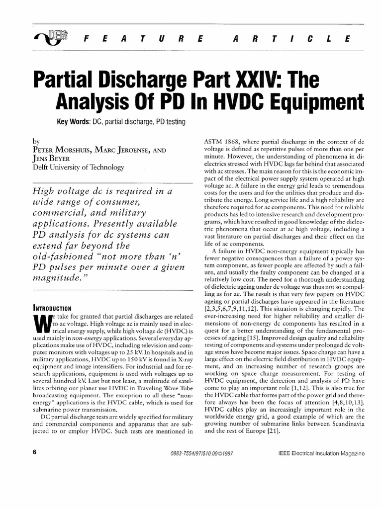 Partial Discharge in HVDC Systems | PDF | High Voltage Direct Current ...