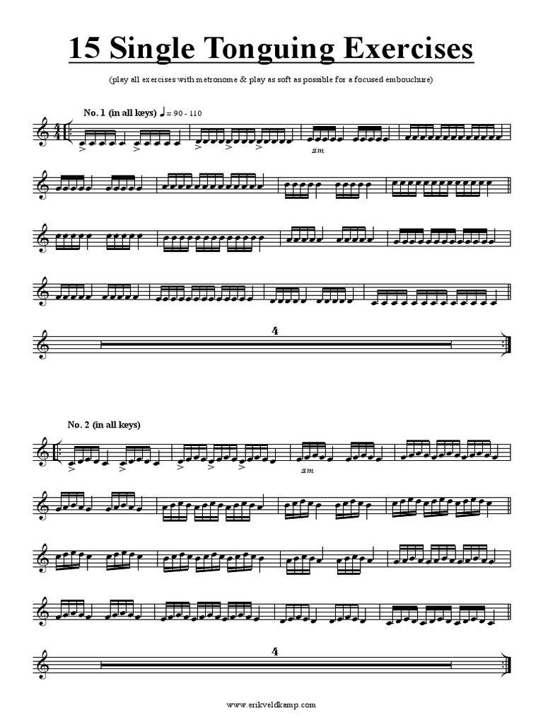 15 Single Tonguing Exercises PDF | PDF | Informatique et technologies ...