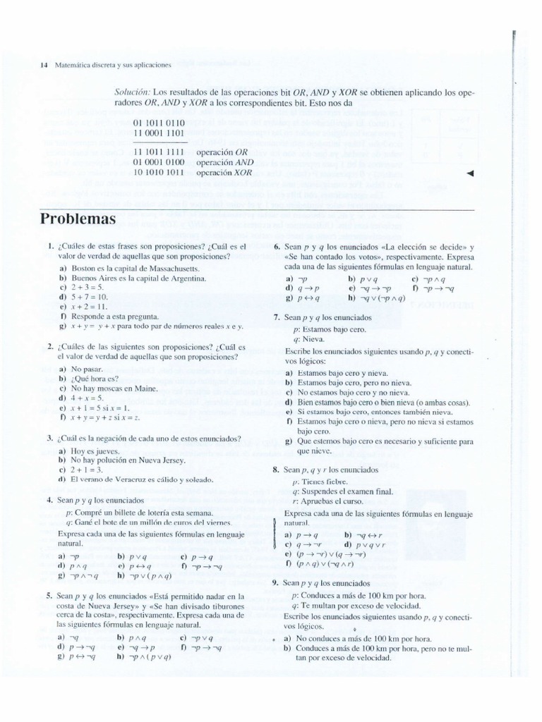 Ejercicios Lógica 1 (Matemáticas Discretas de Keneth Rosen) | PDF