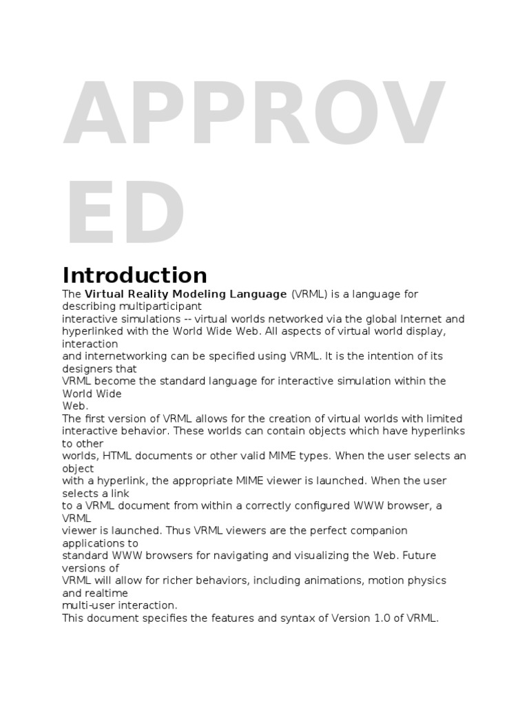 VRML: Interactive Web Simulations | PDF