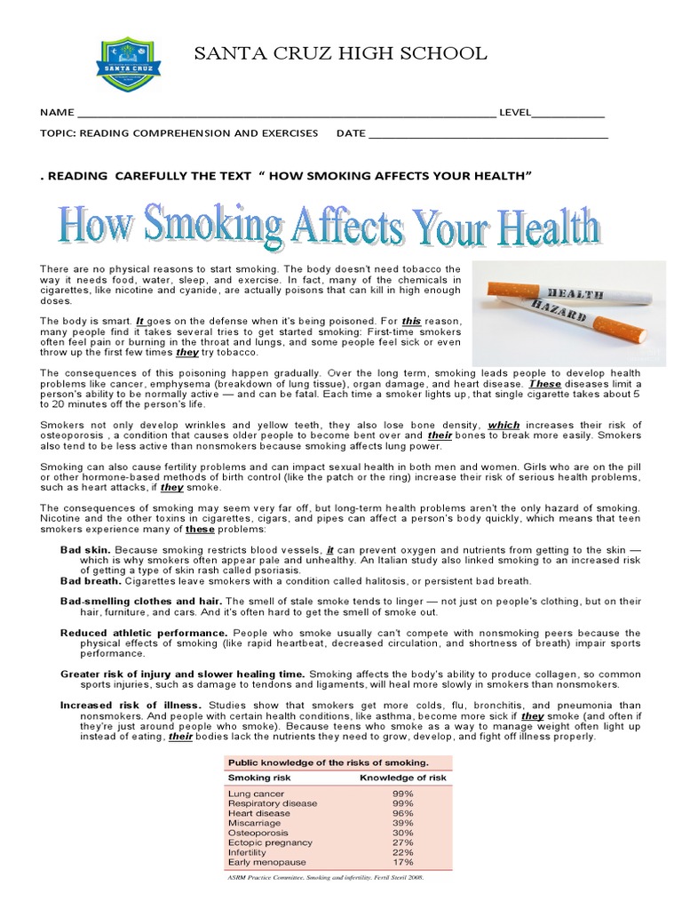 Health Risks of Smoking Explained | PDF | Cigarette