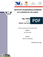 IMPORTANCIA DEL MANTENIMIENTO Ensayo