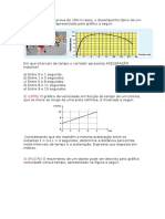 Gráficos velocidade-tempo e cálculos de aceleração e distância