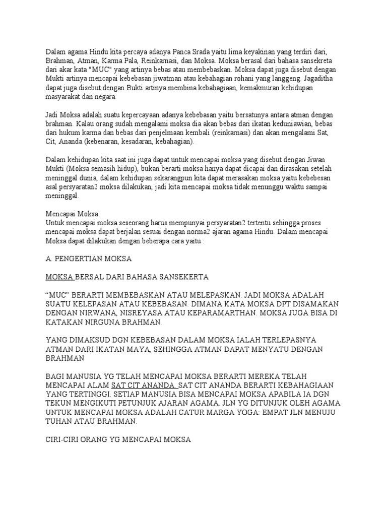 Dalam Agama Hindu Kita Percaya Adanya Panca Srada Yaitu Lima Keyakinan Yang Terdiri Dari Pdf