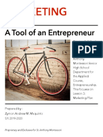 A Tool of An Entrepreneur: Marketing Plan