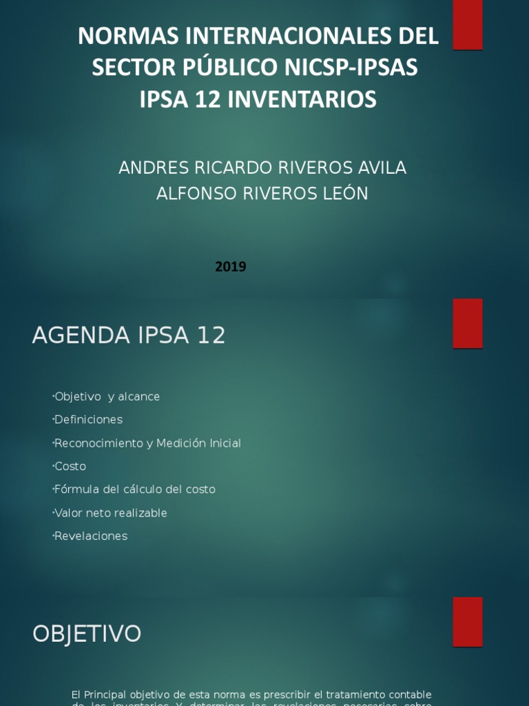 NICSP-IPSAS 12: Inventarios 2019 | PDF | Costo | Presupuesto