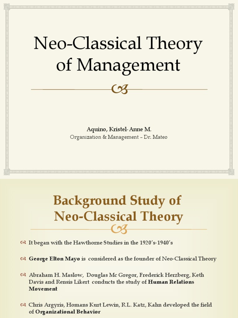 neo classical management