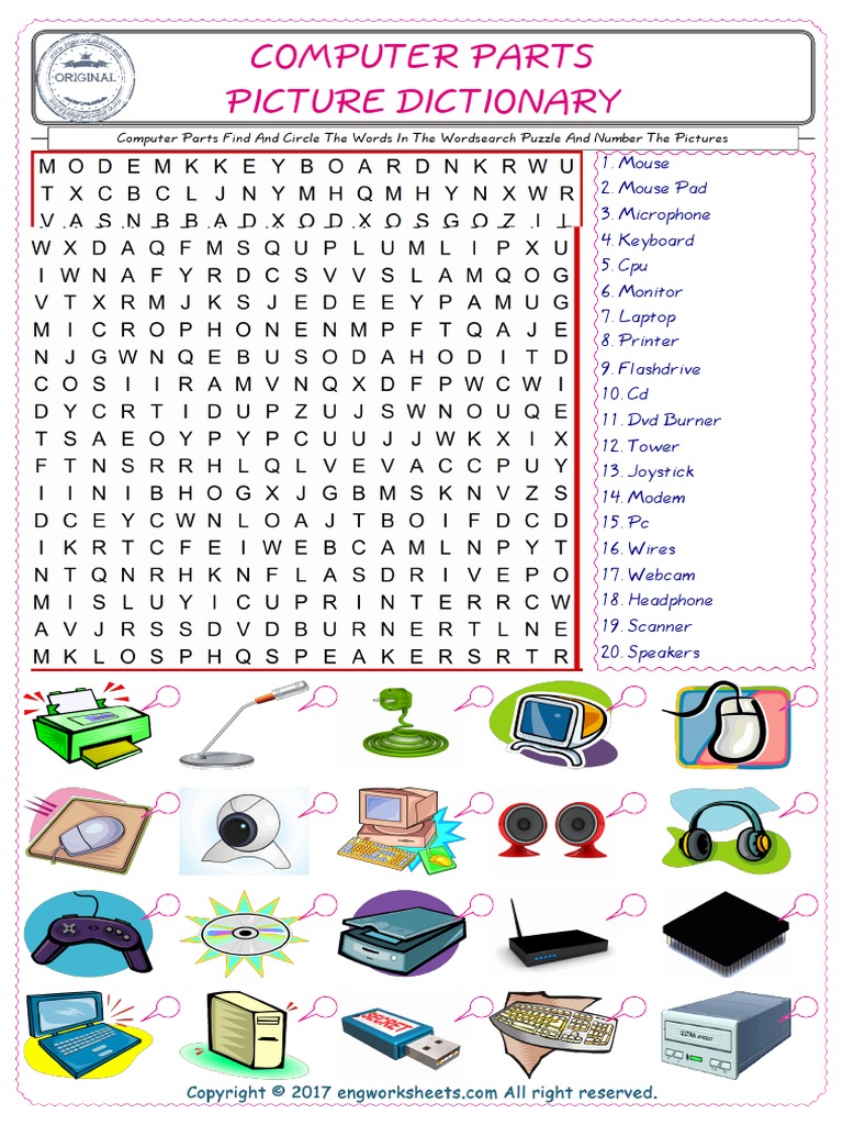Computer Parts Wordsearch and Picture Identification | PDF | Word ...