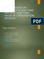 Shares Issued or Recorded at Less Than Par or at Less Than Value of Consideration Received