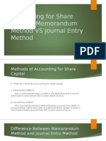 Accounting For Share Capital: Memorandum Method VS Journal Entry Method