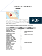Daftar Kecamatan Dan Kelurahan Di Kabupaten Kampar